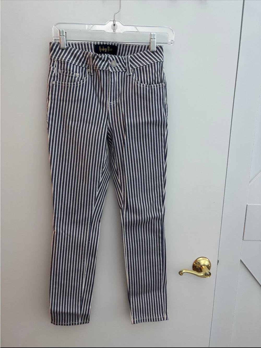 Indigo Rein Navy & White Striped Jeans